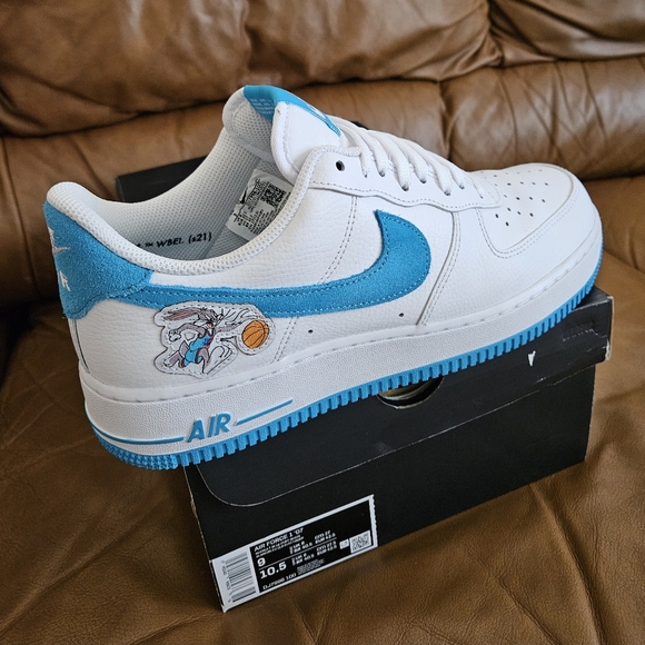 (😎SOLD😎)... Men's Nike Air Force 1 '07 Low 'Hare Space Jam' Size 9 - Picture 9 of 16